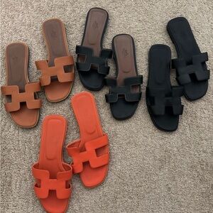 Sandals - Black, Brown, and Orange